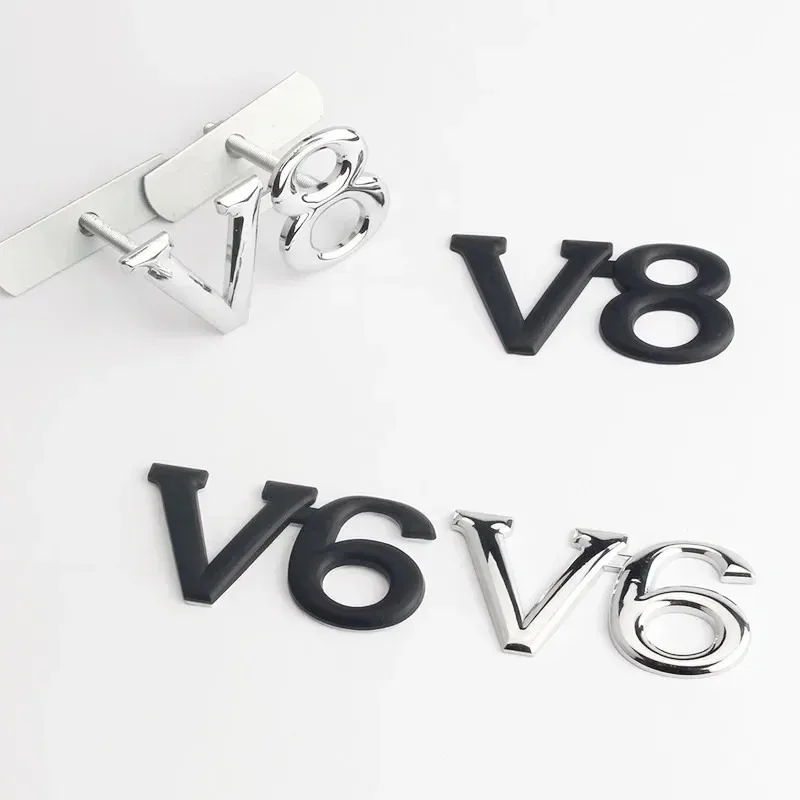

3D Metal V6 V8 Logo Car Front Hook Grille Emblem Badge Sticker Decals For Toyota Camry Land Cruiser Highlander Accessories