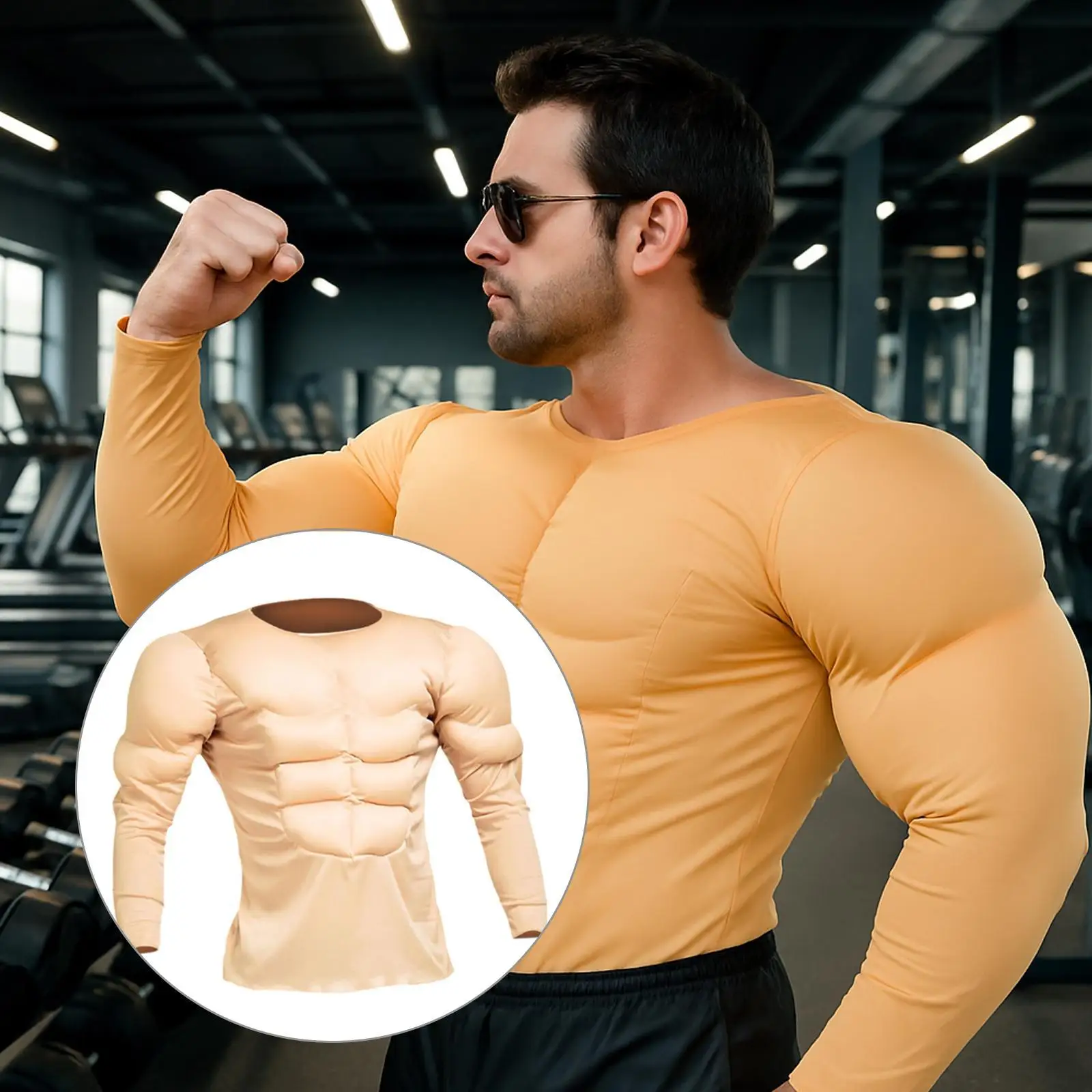 Costume de chemise musculaire pour hommes, haut de musculation réaliste, maillot de corps en Polyester pour spectacle de danse