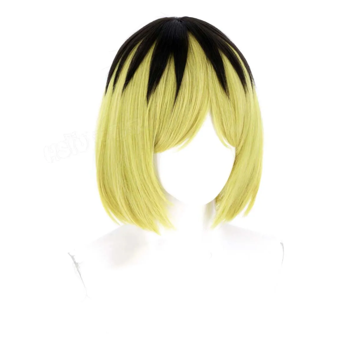 Chainsmoker Cat Yaku Neko Cosplay Wig With Cat Ears Heat Resistant Fiber Black Ombre Yellow Short Bob Anime Halloween Props