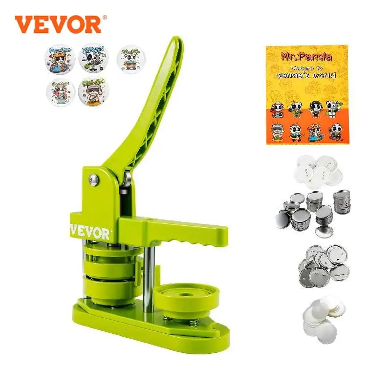 

VEVOR 25/58MM Badge Maker Machine DIY Button Pin with 100/500Pcs Free Parts Press Kit Circle Manufacture Button Making Tool