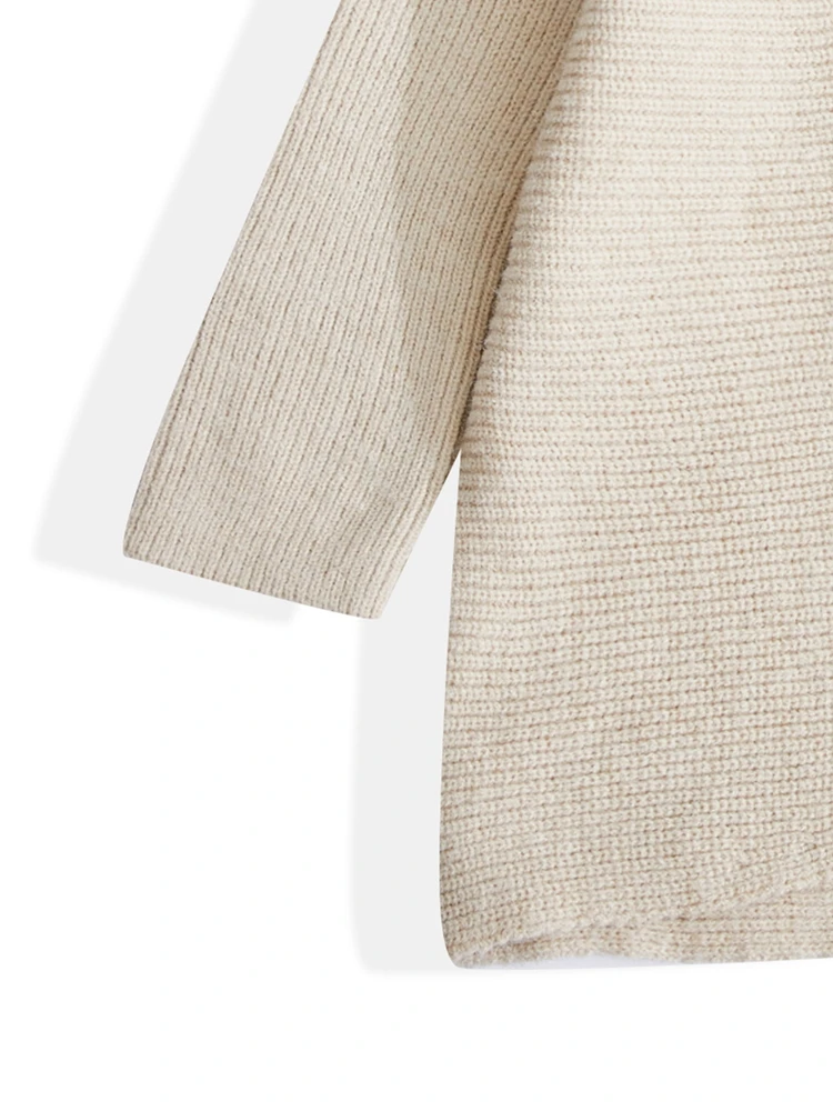 ONELINK – pull Beige en laine à col roulé pour femme, vêtement surdimensionné, col rabattu, tricot torsadé, disponible en grandes tailles, collection automne et hiver