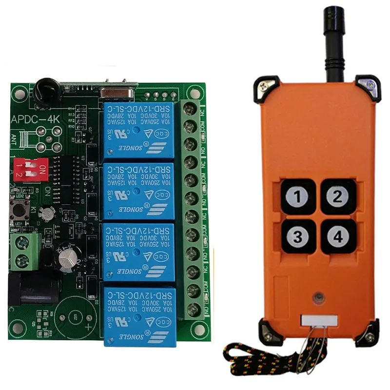 3000m DC12V 24V 4CH Radio Controller RF Wireless Remote Control Overhead travelling crane System Receiver & number keys Remote