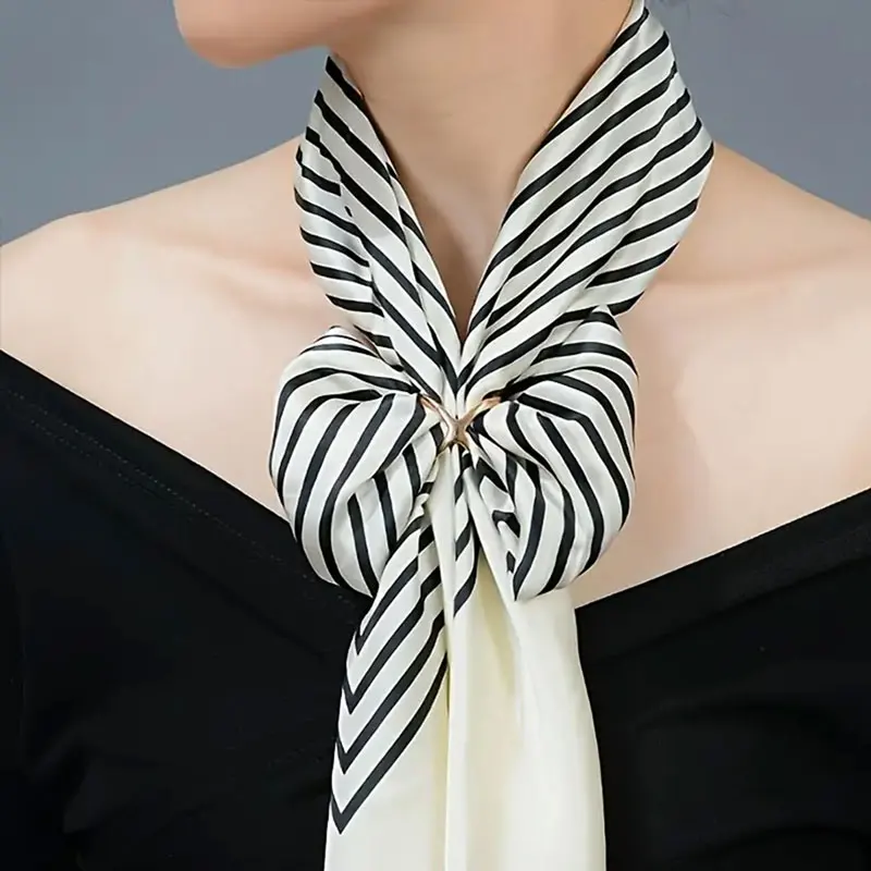 Women Korean version of simple stripes brocade forging 70cm small square scarf scarf headscarf and Silk scarf accessories