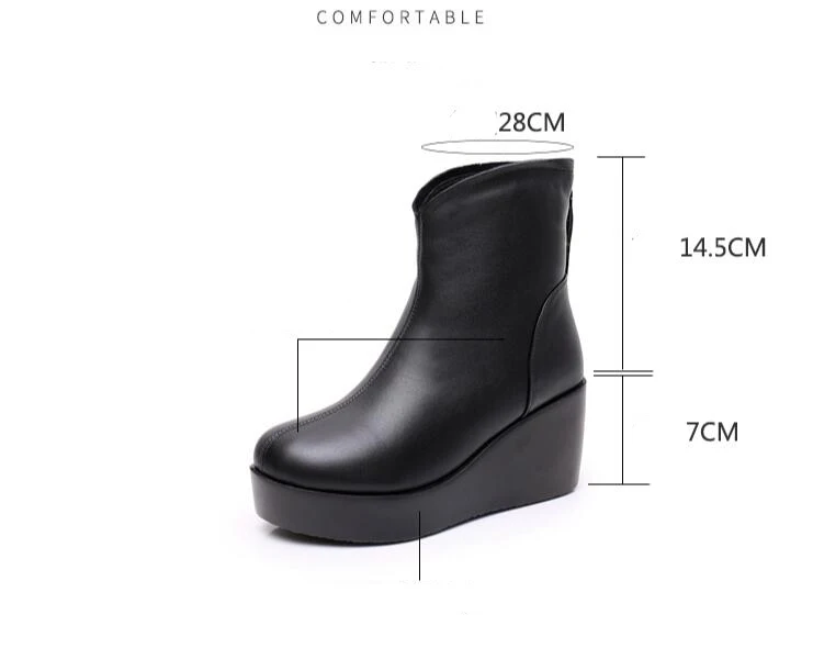 GKTINOO 2024 New Autumn Winter Women Shoes Woman Genuine Leather Wedges Snow Boots Height Increasing Short Women Boots Platform