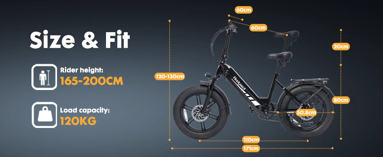 Bodywel F20 Pro Elektrofahrrad für Erwachsene 48V20AH Akku 20 Zoll Reifen Schneemobil-Stil E-Bike – Detail 13