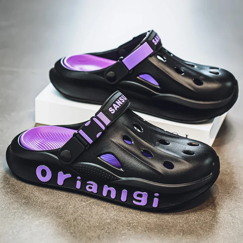 

Классические летние сабо, мужские тапочки, дышащая садовая обувь, уличные удобные пляжные тапочки, домашние тапочки, нескользящие тапочки, обувь