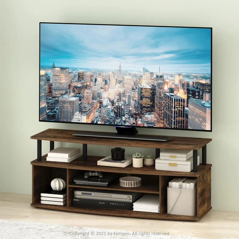 مركز ترفيه تلفزيوني كبير مقاس 55 بوصة مزود بلمسة نهائية من خشب الصنوبر الأسود #3