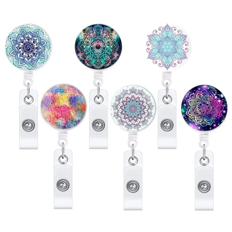 

Gradient Dreamlik Color Easy Pull Badge Reels for Staff Work ID Tag Working Permit Clips Bus Pass Employee's Card Clip Reels