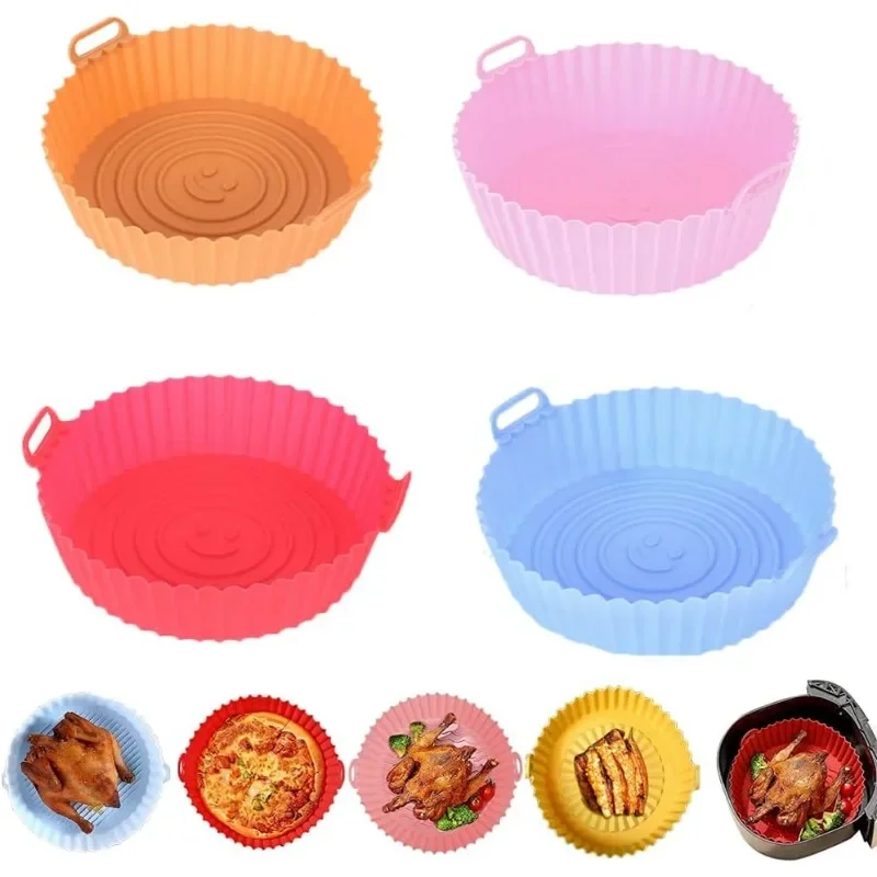 Square Air Fryer Silicone Tray Oven Baking Tray Pizza Fried Chicken Baking Tool Reusable Liner Nostick Airfryer Silicone Basket