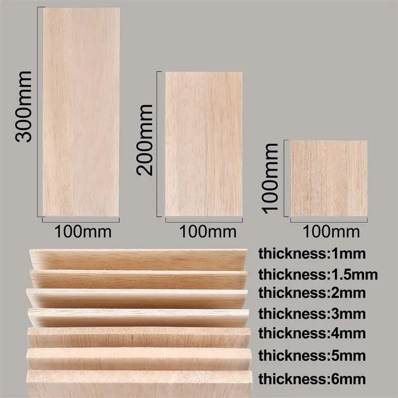 1/1.5/2/3mm 5PCS Lightweight Craft Board Model Toys Building Carving Handicraft Educational DIY Accessories DIY Balsa Wood Chips