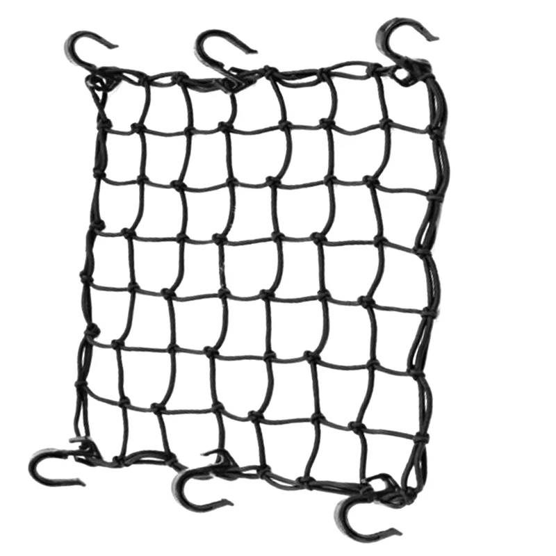 Motorcycle Bicycle Cargo Net Featuring 6 Adjustable Hooks and Tight Mesh