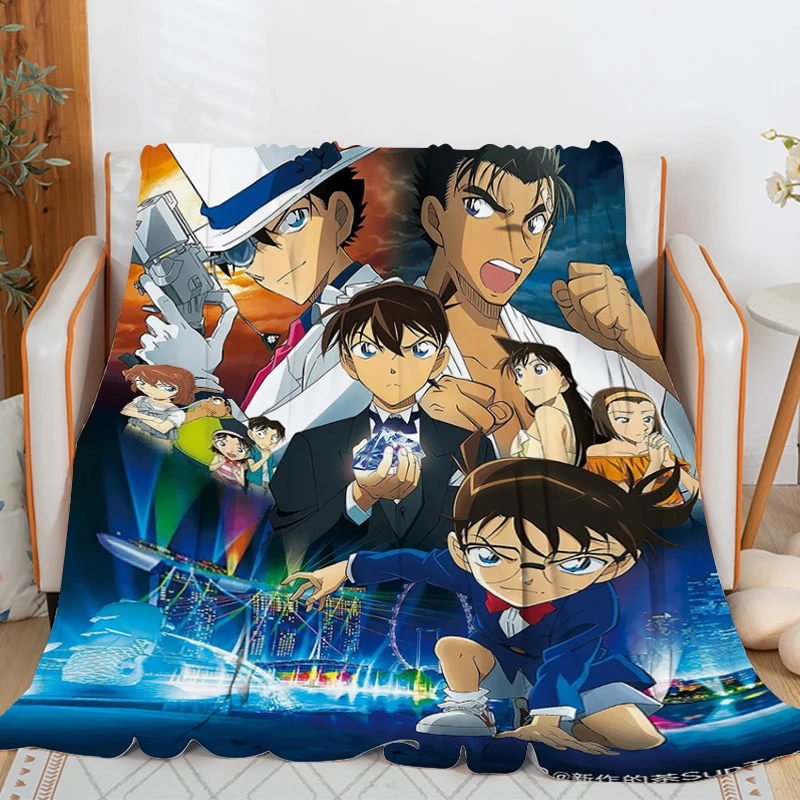 Digital Print Anime Blankets for Winter C-Conans Warm Knee Bed Fleece Camping Fluffy Soft Blankets King Size Microfiber Bedding