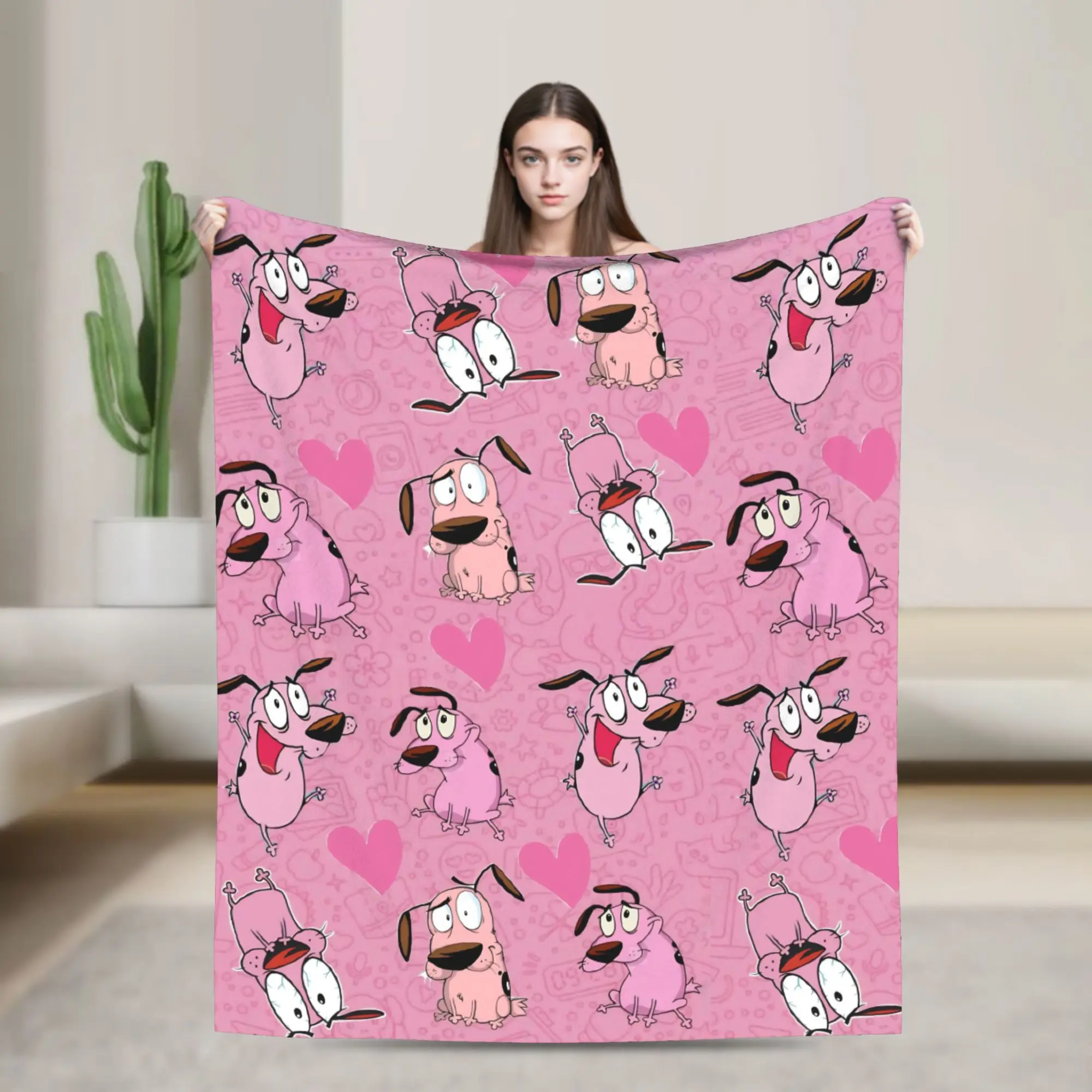 Couraged Cowardlys Dogs Flannel Blanket Cartoon Fashion Throw Blanket for  Sofa Bedding Lounge 200x150cm Quilt,