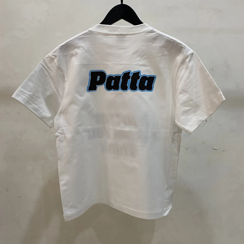 24ss PATTA Short Sleeve Tee Real Photo Men Women Couple Fashion Streetwear Summer Cotton Loose Casual Patta T-Shirts