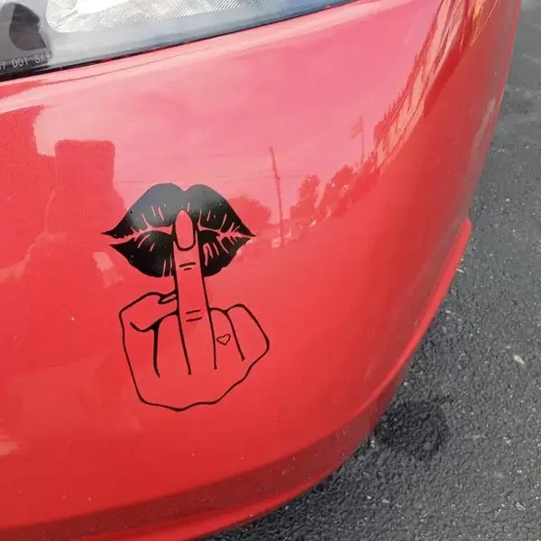 F U Girly Mittelfinger Niedliche Autoaufkleber Dekoration Fenster Stoßstangenaufkleber Externe Zubehörteile Wasserdichte Vinyl-Aufkleber