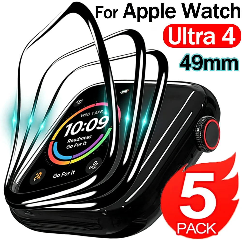 5-1Pcs HD Screen Protector for Apple Watch Ultra 4 3 2 1 49mm Flexible Anti-Scratch Film for Iwatch Ultra 4 3 2 49mm Not Glass