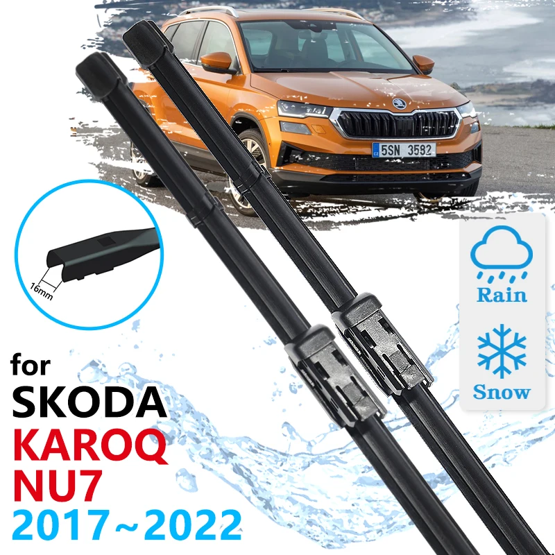 Car Front Wiper Blades For Skoda Karoq NU7 2017 2018 2019 2020 2021 2022 SE L Cleaning Windscreen Windshield Accessories Auto