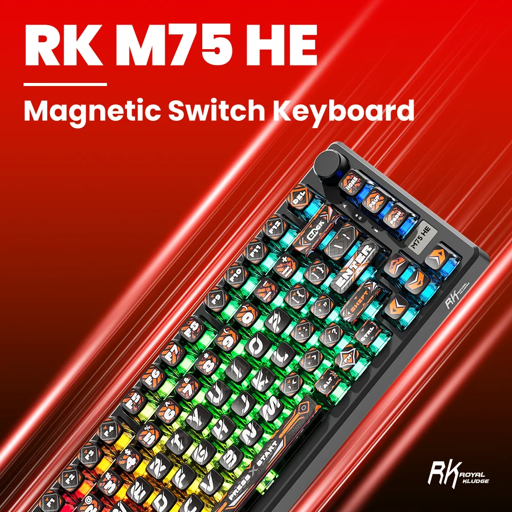 

RK ROYAL KLUDGE M75 HE Magnetic Mechanical Keyboard 8KHz RT0.01mm 81 Keys RGB Wired Gasket E-sports Gamer Keyboard Hot-Swappable