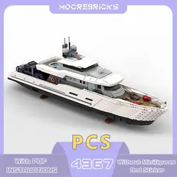 New MOC-189898 White Yacht Building Blocks Luxury Passenger Ship Model Technology Bricks Toy Set Children's Birthday Gift
