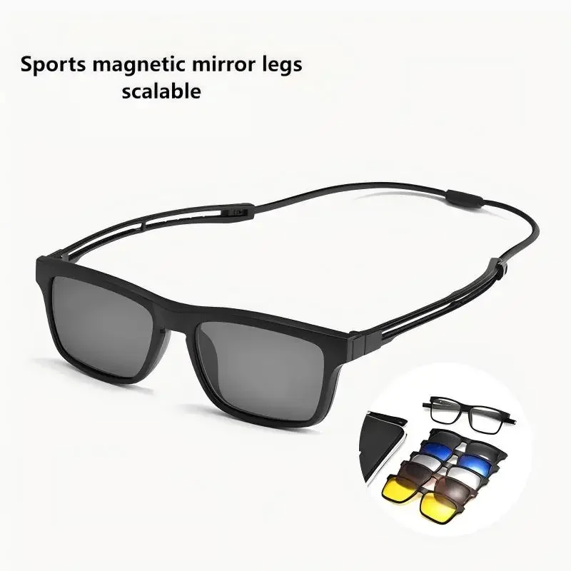 

NOWSEE 5 in1 Scalable optical frame unisex myopia spectacle eyeglasses polarized sun lens night vision magnet clip on