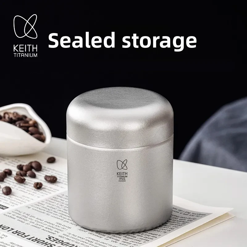 

Герметичный титановый контейнер Keith с мерной ложкой для хранения кофе, чая, орехов, сухих продуктов, сохраняющий свежесть, 350 мл
