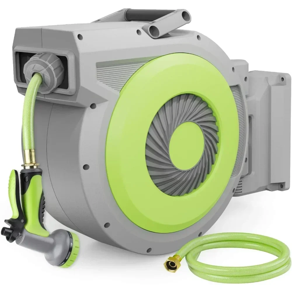 

#For Wall Mount Retractable Water Hose with 10 Pattern Hose Nozzle, 180° Swivel Automatic Hose Reels for Outside Garden Watering