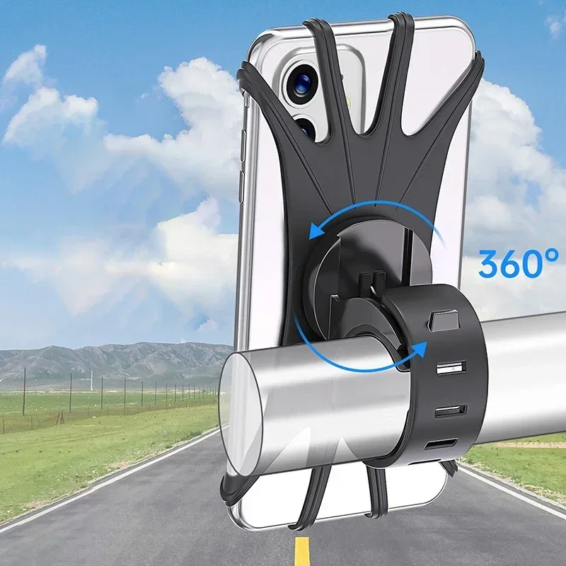 360 Rotatable Bicycle Phone Holder Silicone Motorcycle Stand Bracket GPS Support For Iphone 11 Xiaomi 10 Huawei P40 image 3