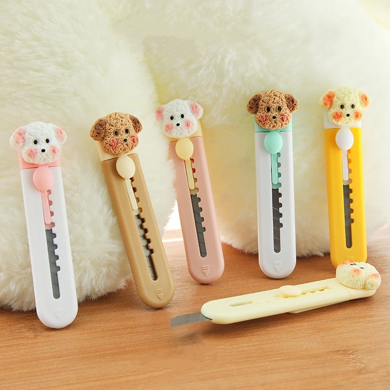 Mini Portable Knife Mini Cartoon Box Cutter Small Paper Cutter Cartoon Cute Dog Utility Knife For Student Use School Art Craft