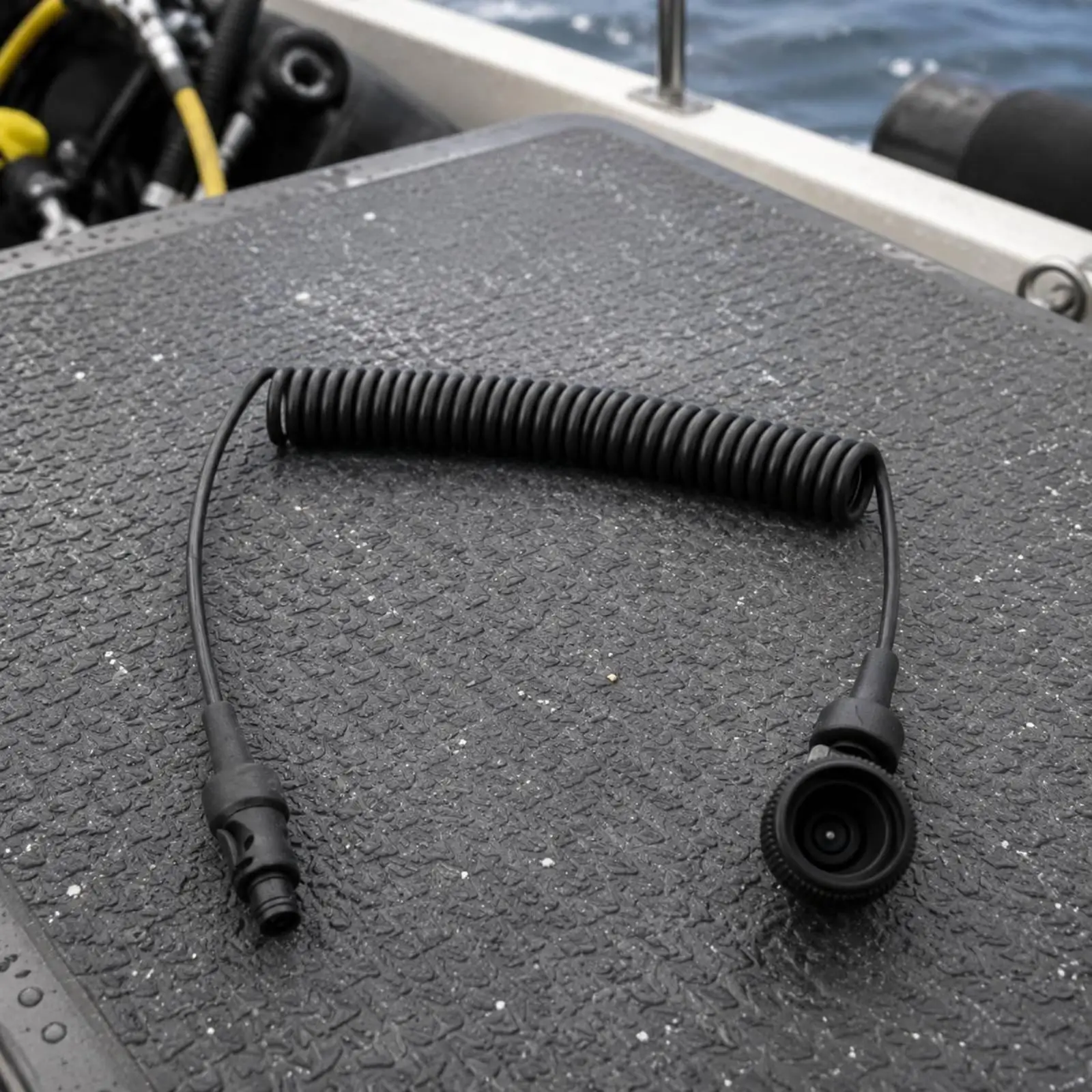 1.5 m long underwater flash cable in spiral form with fiber optic flash trigger