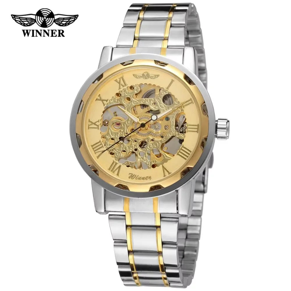 

T-WINNER Fashion luxury business men's wrist watches stainless steel strap simple Roman dial automatic mechanical watch