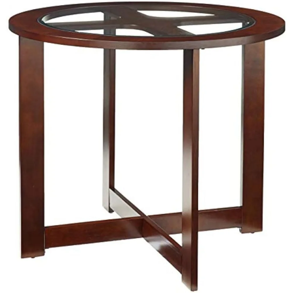 Cylina Solid Wood Glass Top Round Dining Table with 4 Chairs