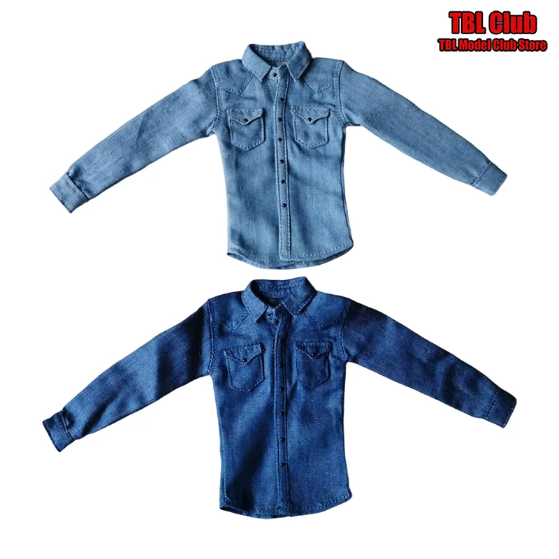 

1/6 Scale Zombie Sheriff Thin Slim Fit Denim Workwear Shirt Male Clothes For Narrow Shoulder Body 12-inch Action Figure Soldier