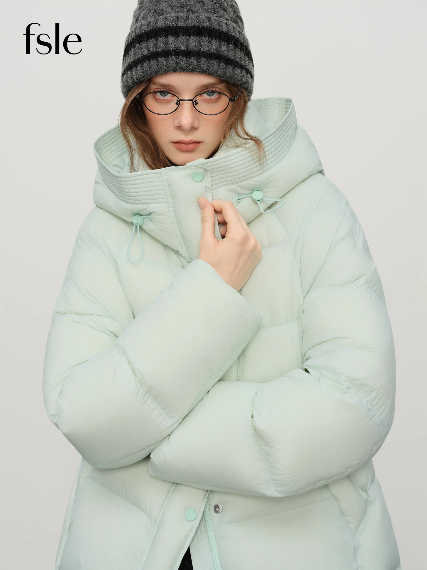 

FSLE 2025 Winter Women Short Puffer Jacket Hooded Quilted Thicken Downcoat Oversize Bubble Style Thermal Outerwear Cold Weather