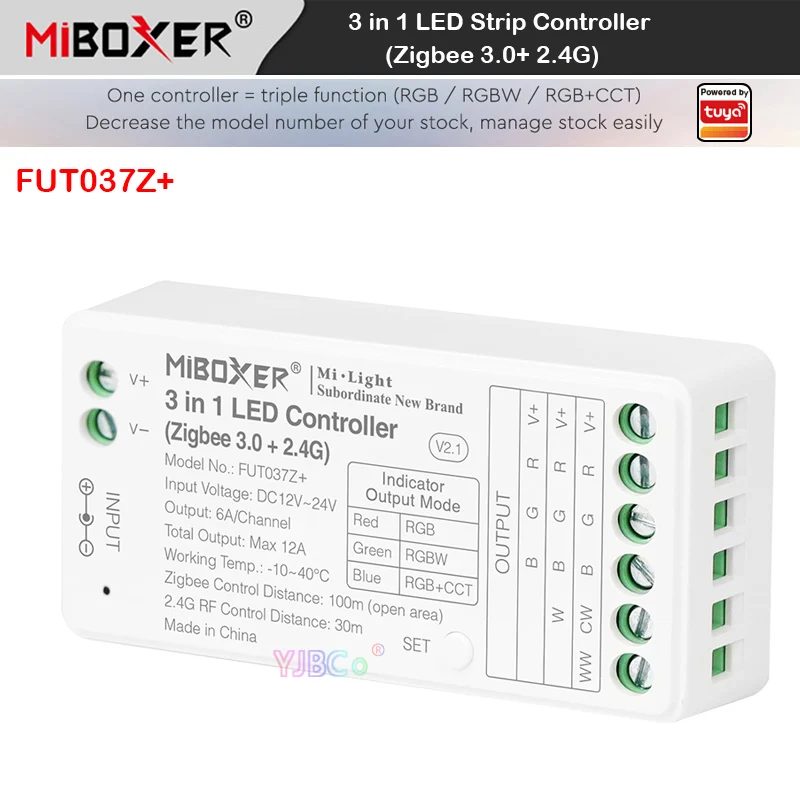 *Miboxer 3 in 1 RGB/RGBW/RGBCCT LED Controller(ZIGBEE3.0+2.4G) LED Strip Controller FUT037Z+ 2.4G Controller FUT037S+
