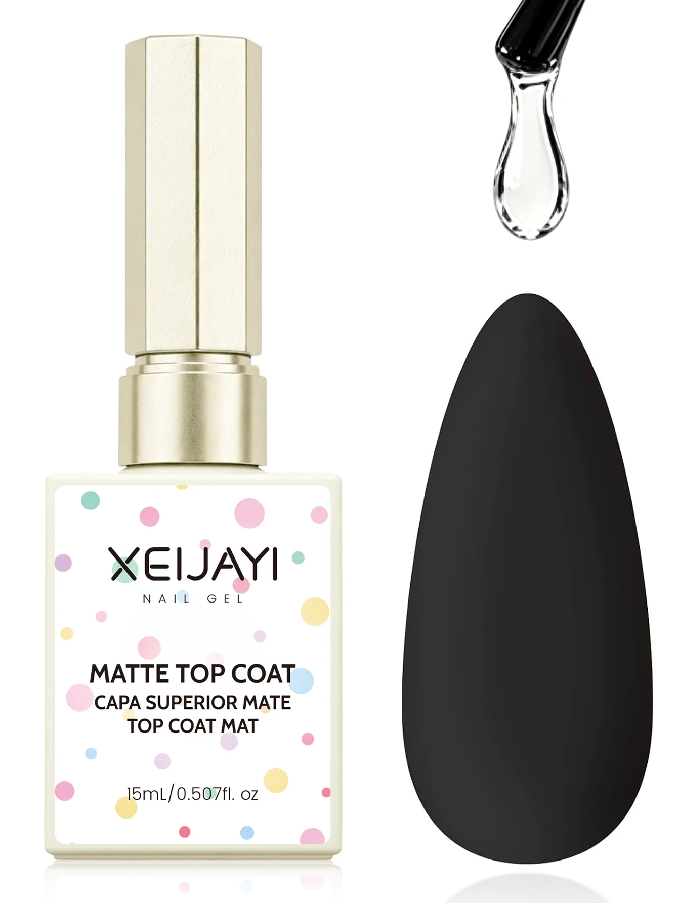 1Pc 15ml Matte Tap Coat For Nails,Long Lasting Clear Rubber Coat LED UV Strengthen Nails High Gloss Top Finish Gel Nail