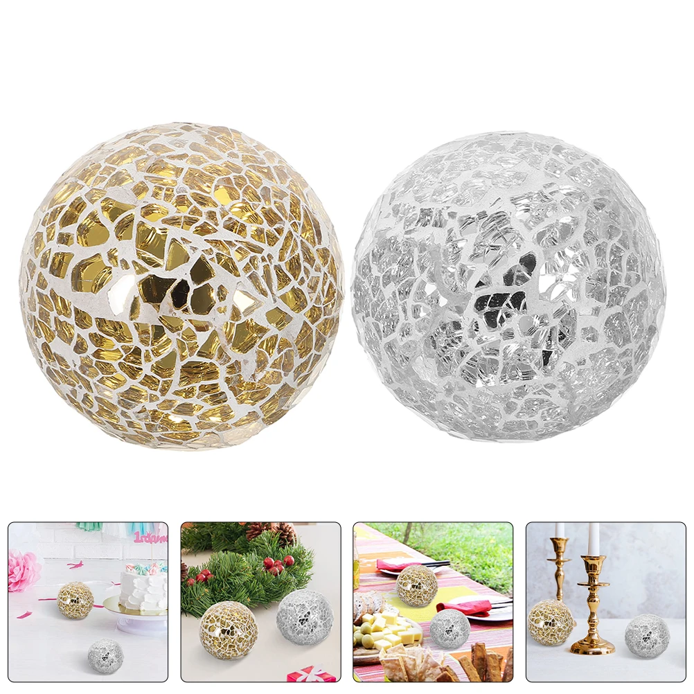 

2 Pcs Mosaic Ball Decoration Balls Decorative Centerpiece Glass for Home Crafts