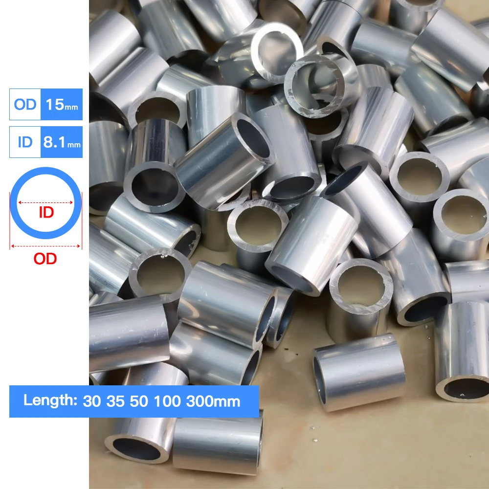 

FUYI aluminum tube OD 15mm ID 8.1mm wall thickness 3.45mm Straight roud pipe 30-300mm length aluminium tubing hollow rod DIY