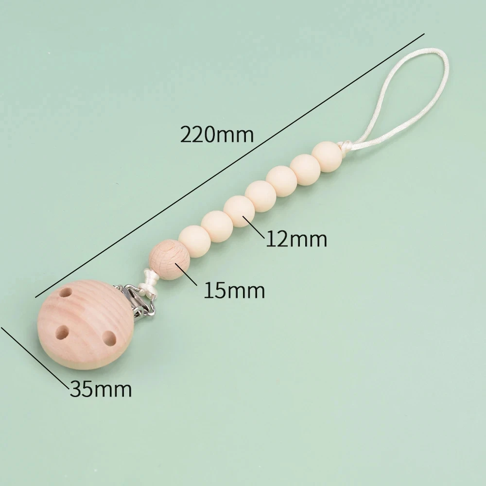 LOFCA Baby Wooden Teethers Pacifier Clips Chain For Baby Pendant Nipple Holder Baby Teething Toys BPA Free Chew Beads