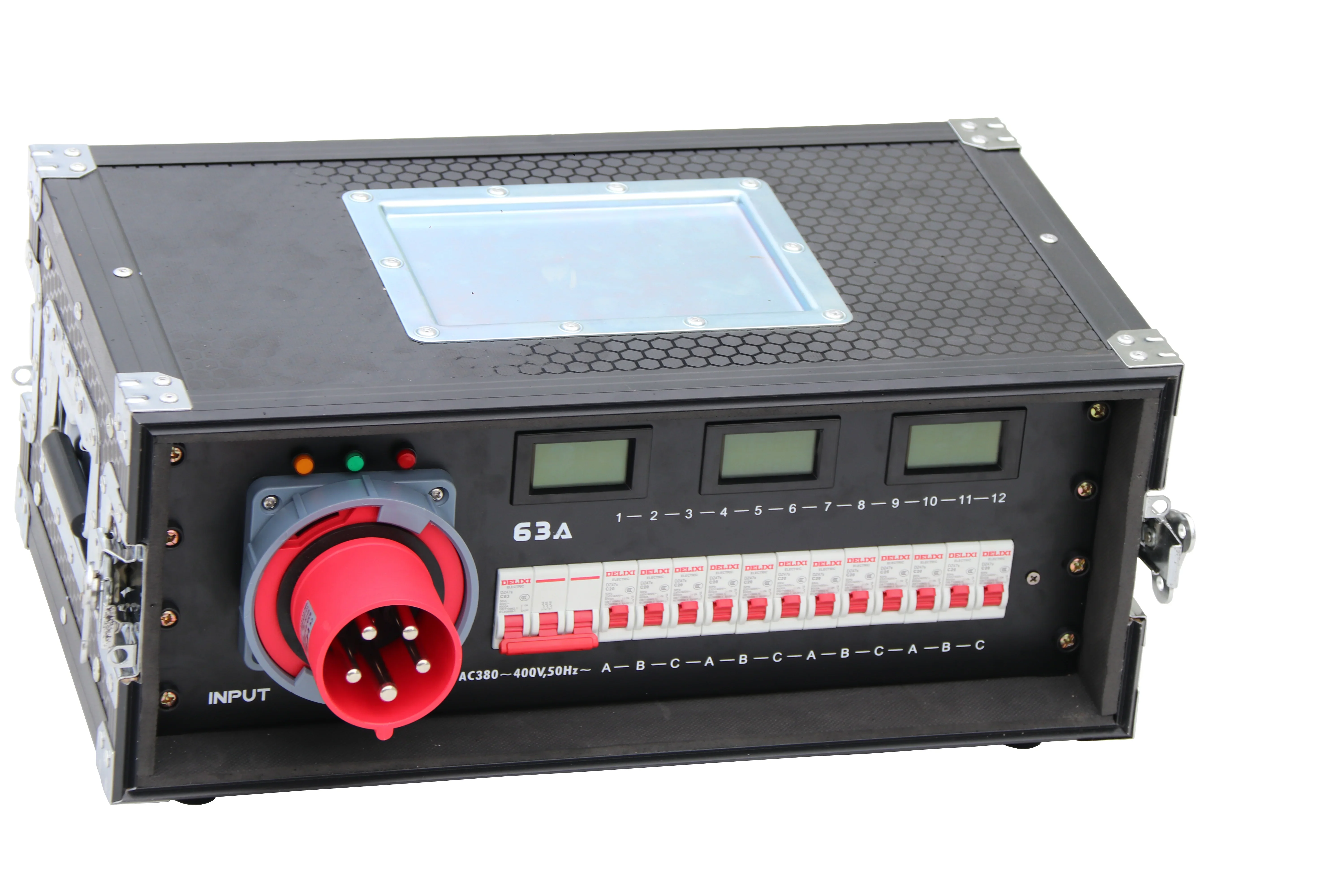 Mini 4U 12CH CEE Power Rack 5PIN 63A Power Distribution Box with Each Output Has Breaker Power Distributor