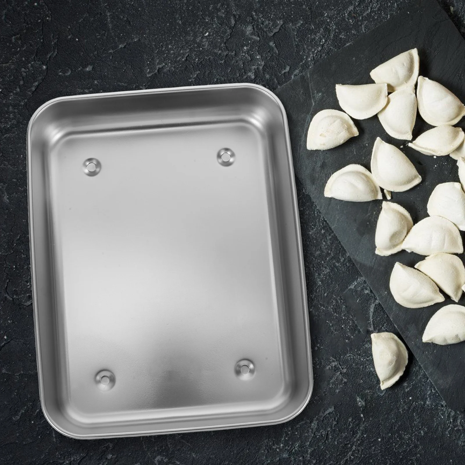 صندوق تخزين الطعام متعدد الوظائف من الفولاذ المقاوم للصدأ، صينية تجميد الزلابية، منظم الثلاجة، حاوية المطبخ واللحم #6