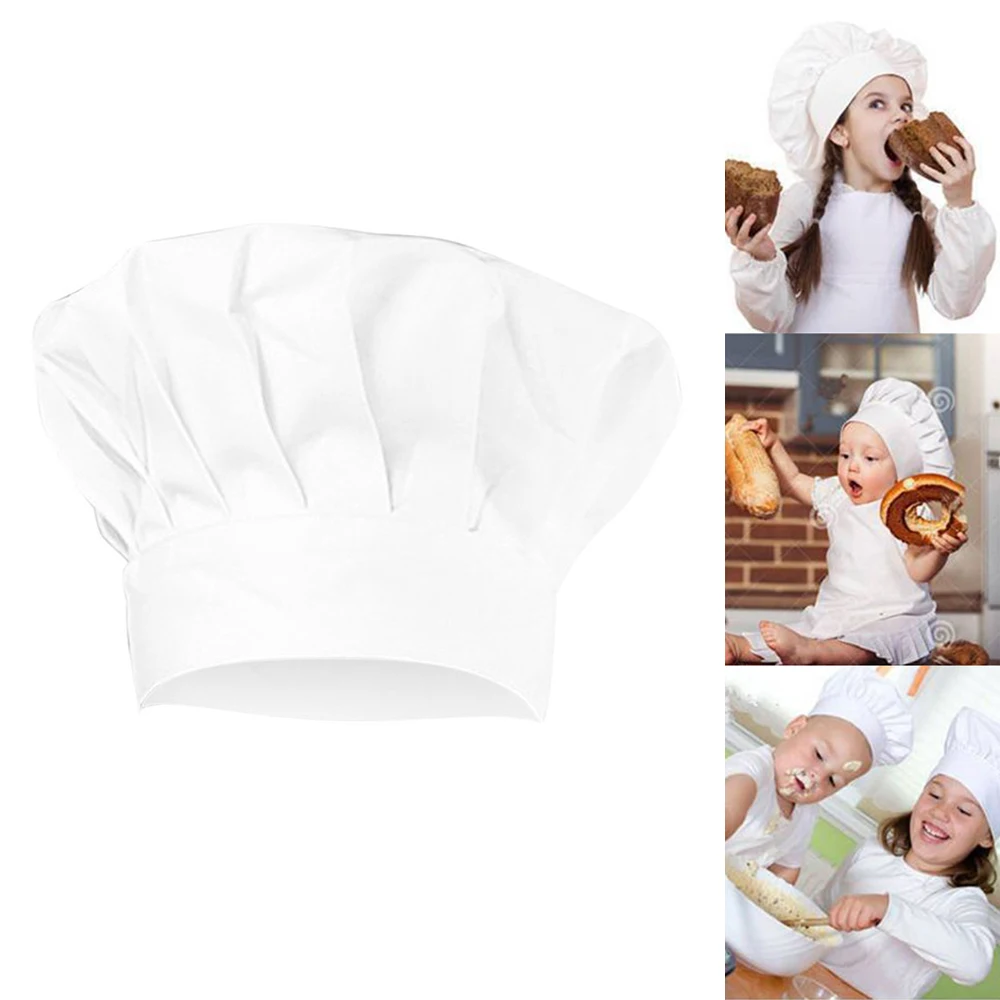 Baby Kid White Chef Hat Elastic For Party Kitchen Baking Cooking Costume Cap Gorro Cocinero Blanco Fast Drop Shipping