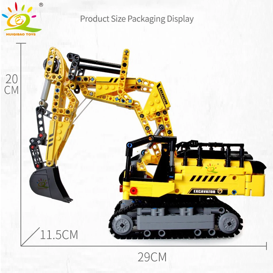 HUIQIBAO 841 pièces MOC ingénierie pelle camion blocs de Construction véhicule voiture briques ville Construction jouets pour enfants garçons