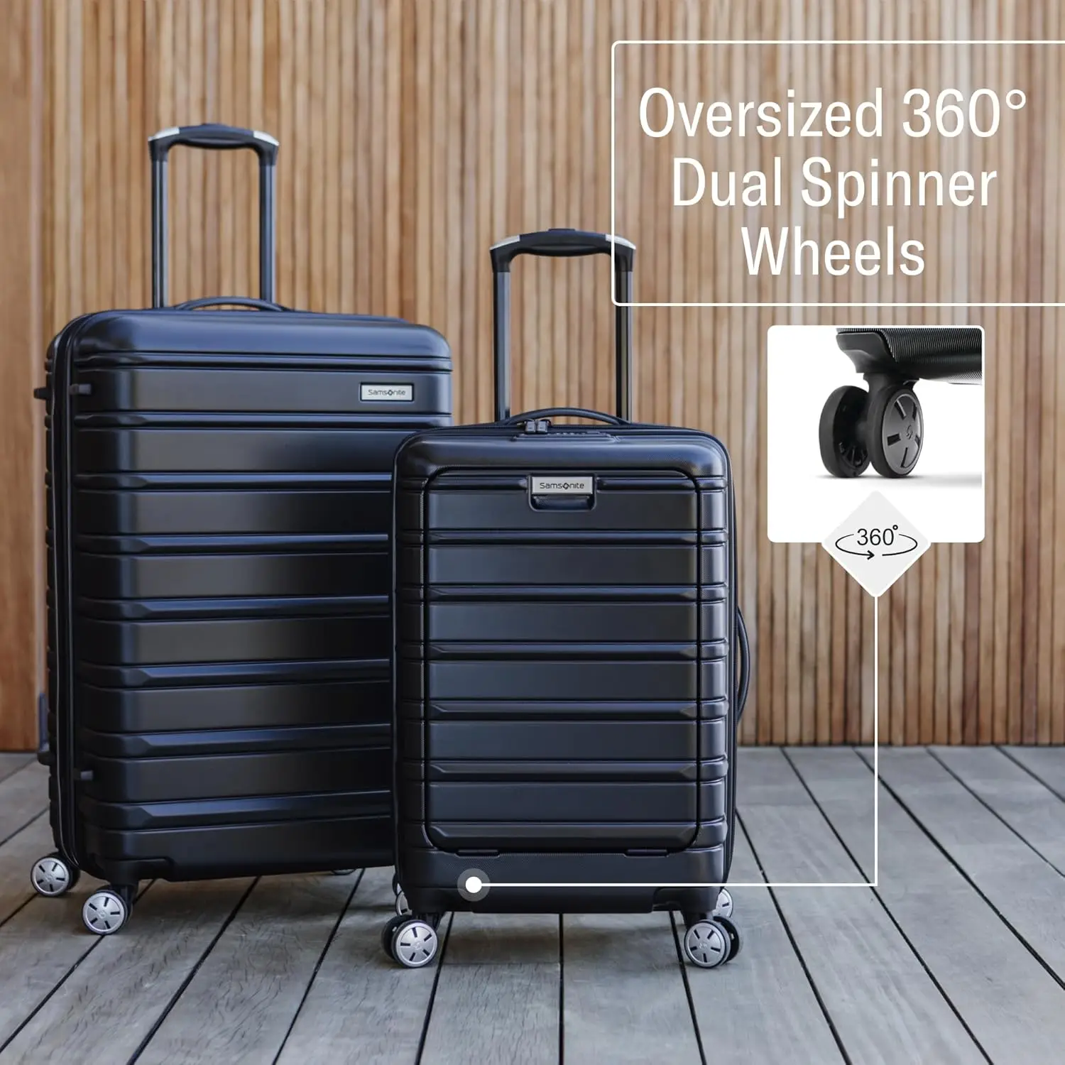 Bagaglio espandibile Hardside Omni 2 con ruote Spinner, Set 3 pezzi (19/24/28), Midnight Black