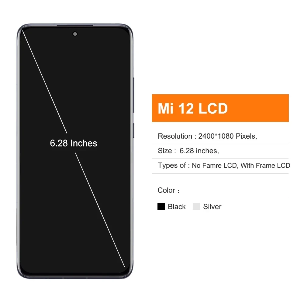 Tested AMOLED For Xiaomi 12 Mi 12 Touch Screen Mi12 2201123G, 2201123C Lcd Display Replace Mi 12X Mi12X 2112123AC, 2112123AG LCD