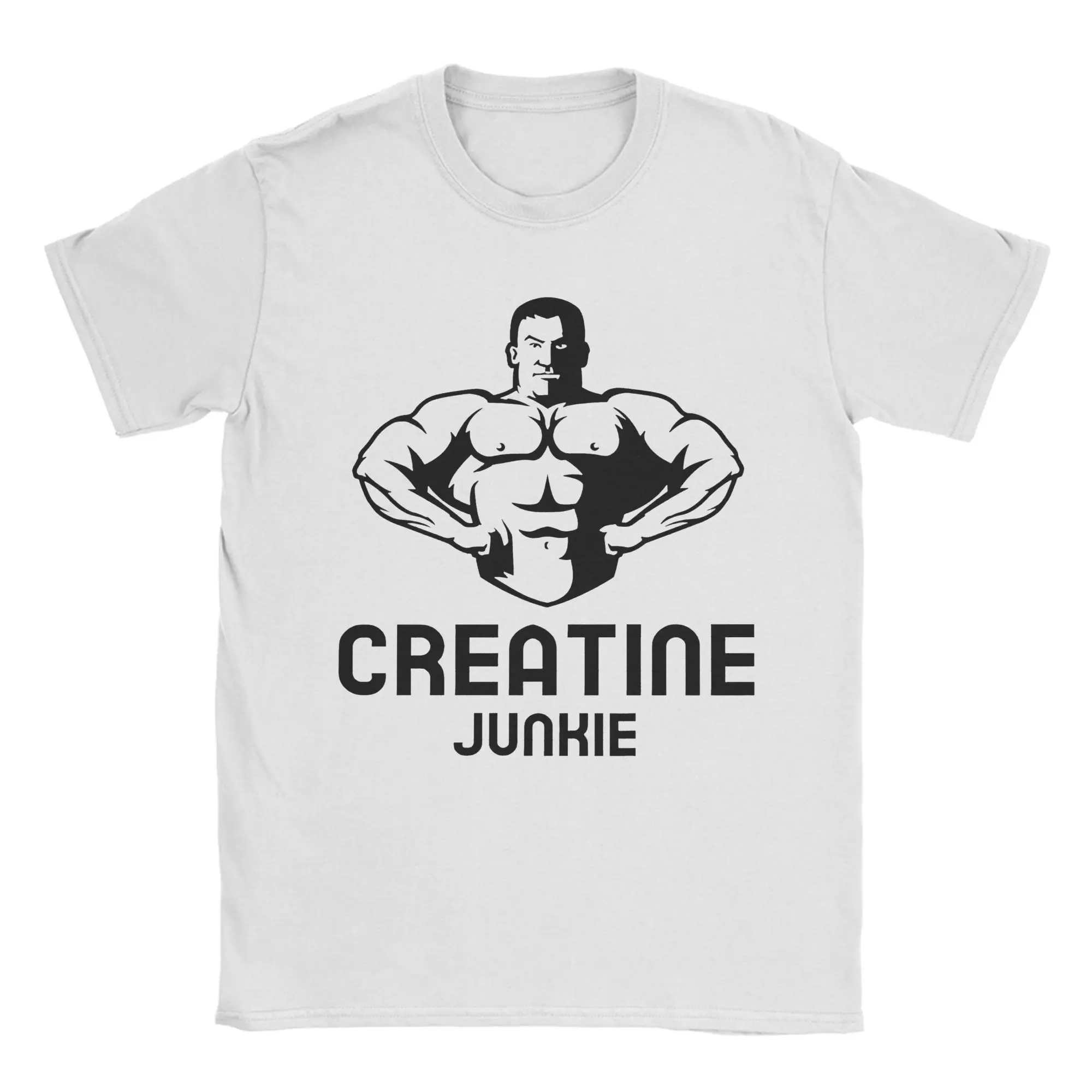 Creatine Junkie Front Pose Logo T Shirt Men Women Pure Cotton Leisure T-Shirt Round Neck  Tees Short Sleeve Clothes Plus Size