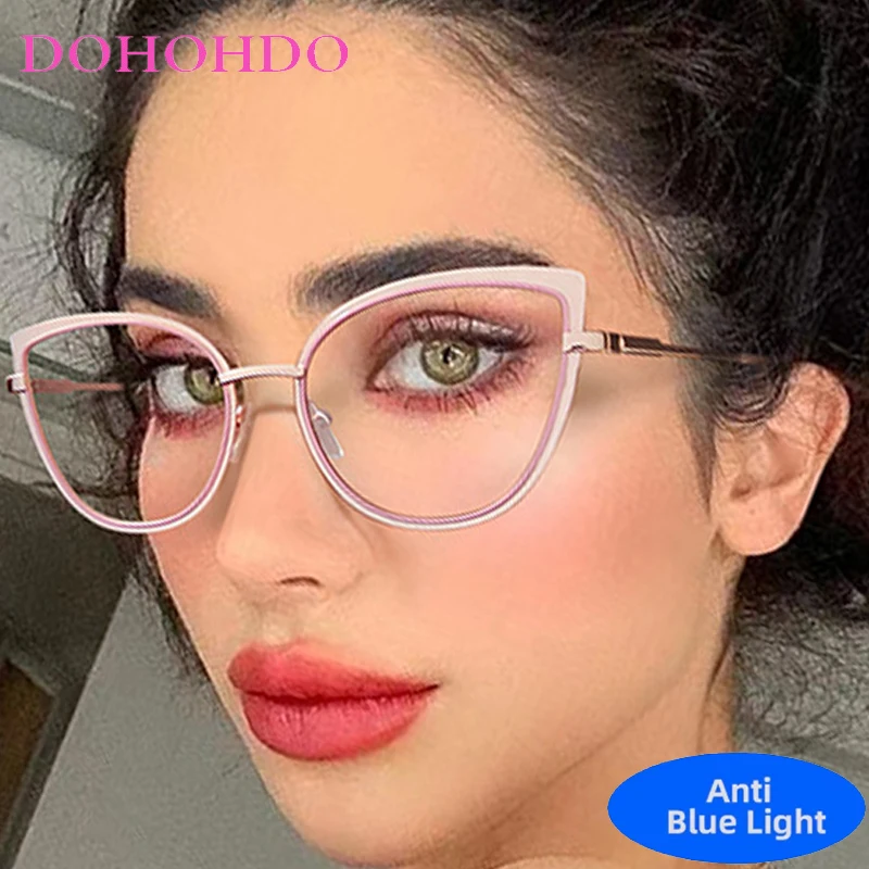 

Metal Cat Eye Blue Light Blocking Glasses Women Men Trendy Brand Designers Optical Spectacle Protection Eyeglasses Очки Lentes