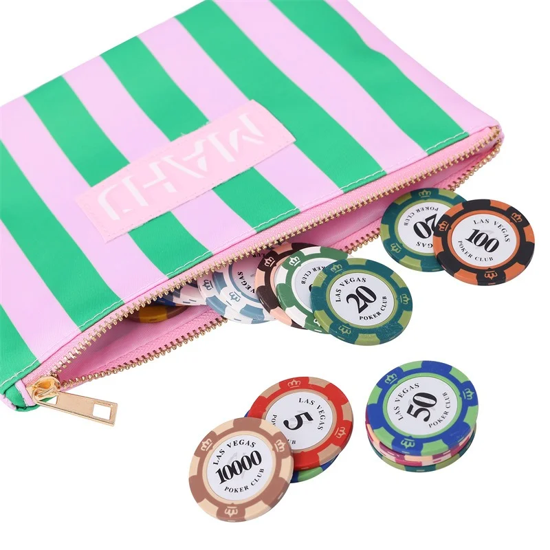 

Нейлоновая плитка для карт для маджонга, сумка для аксессуаров, держатель для карт для маджонга, полосатая сумка для маджонга на молнии, кошелек для маджонга, игра для маджонга, приз Gigt