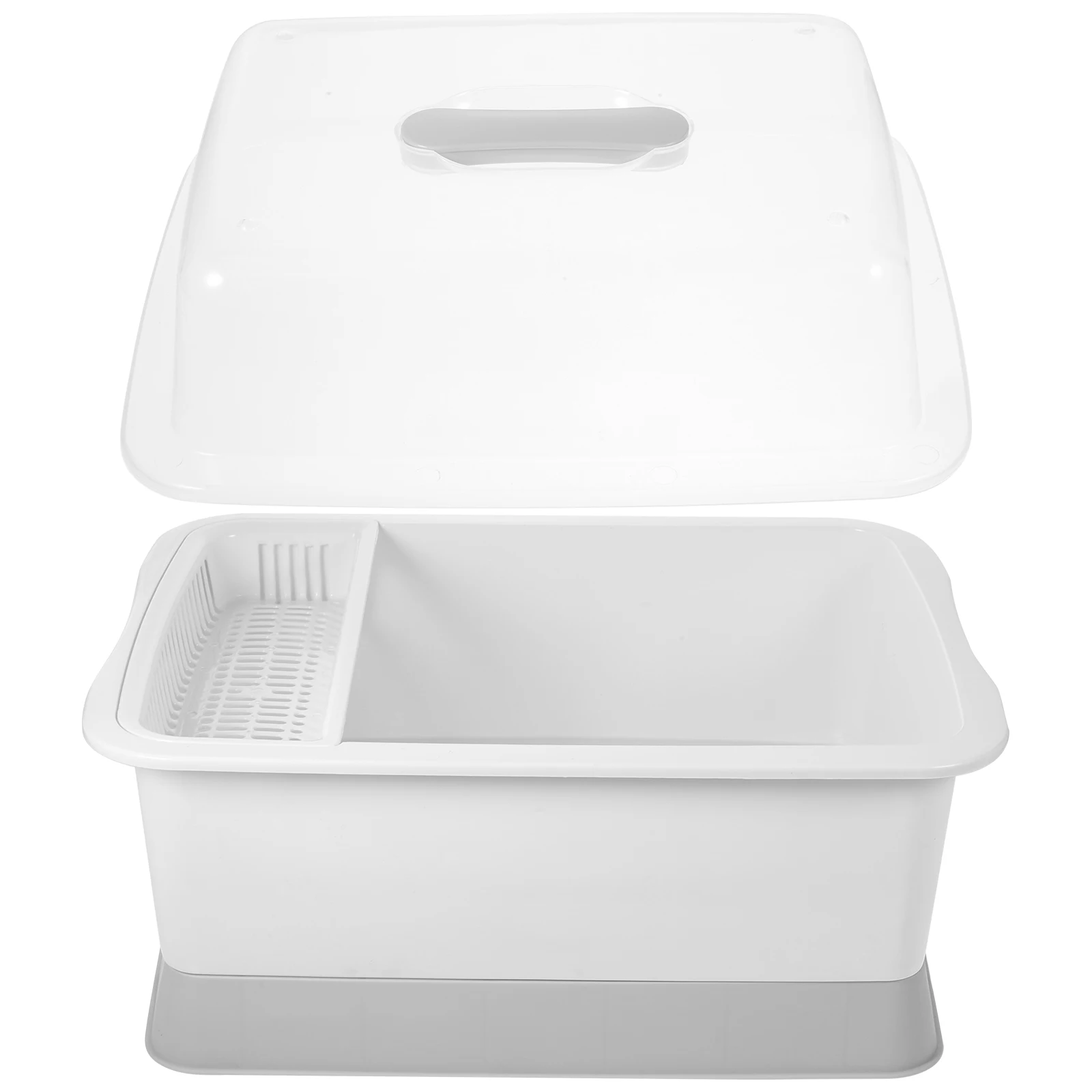 

Plastic Dish Drainer Rack Kitchen Organizer Transparent Cover Food Grade PP Easy Clean Small Spaces Storage Solution