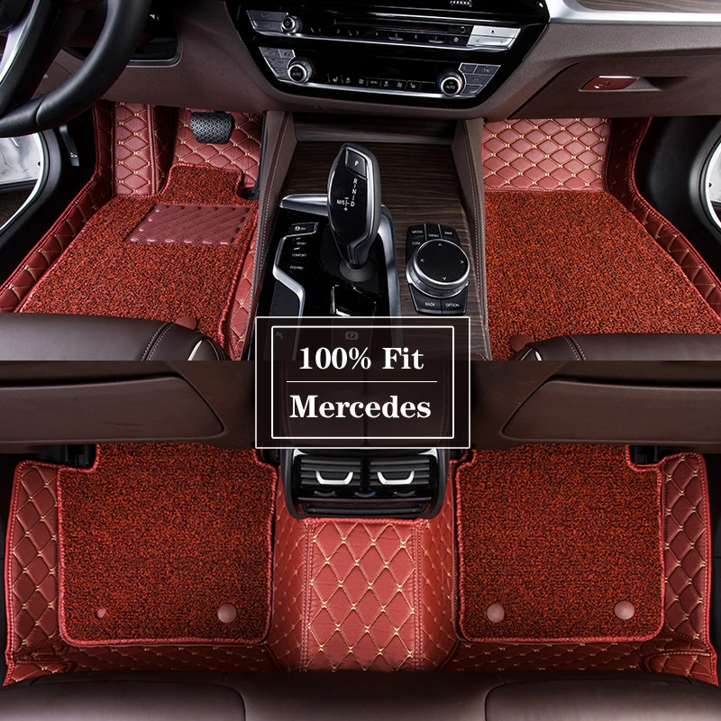 

Custom Leather Car Floor Mats For Mercedes CLA CLK GLC GLE Auto Carpet Rugs Foot Pads Parts Interior Details Accessories 차량용품