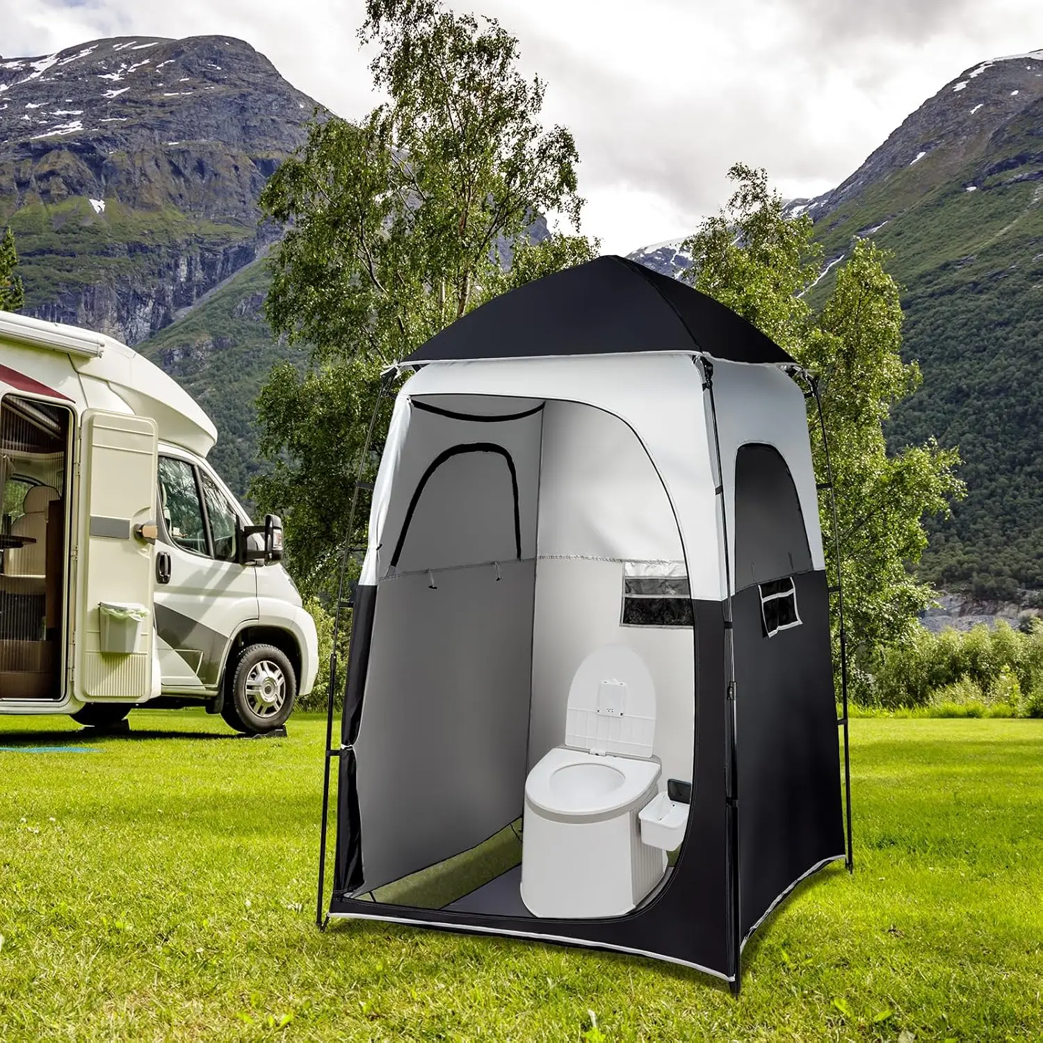 خيمة دش منبثقة بطول 6.8 أقدام مع أرضية شبكية وحقيبة حمل، ومأوى خصوصية كبير للمرحاض الخارجي والتغيير